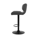 Set of 2 - Gas Lift Plush Leather Bar Stools - Black and Grey