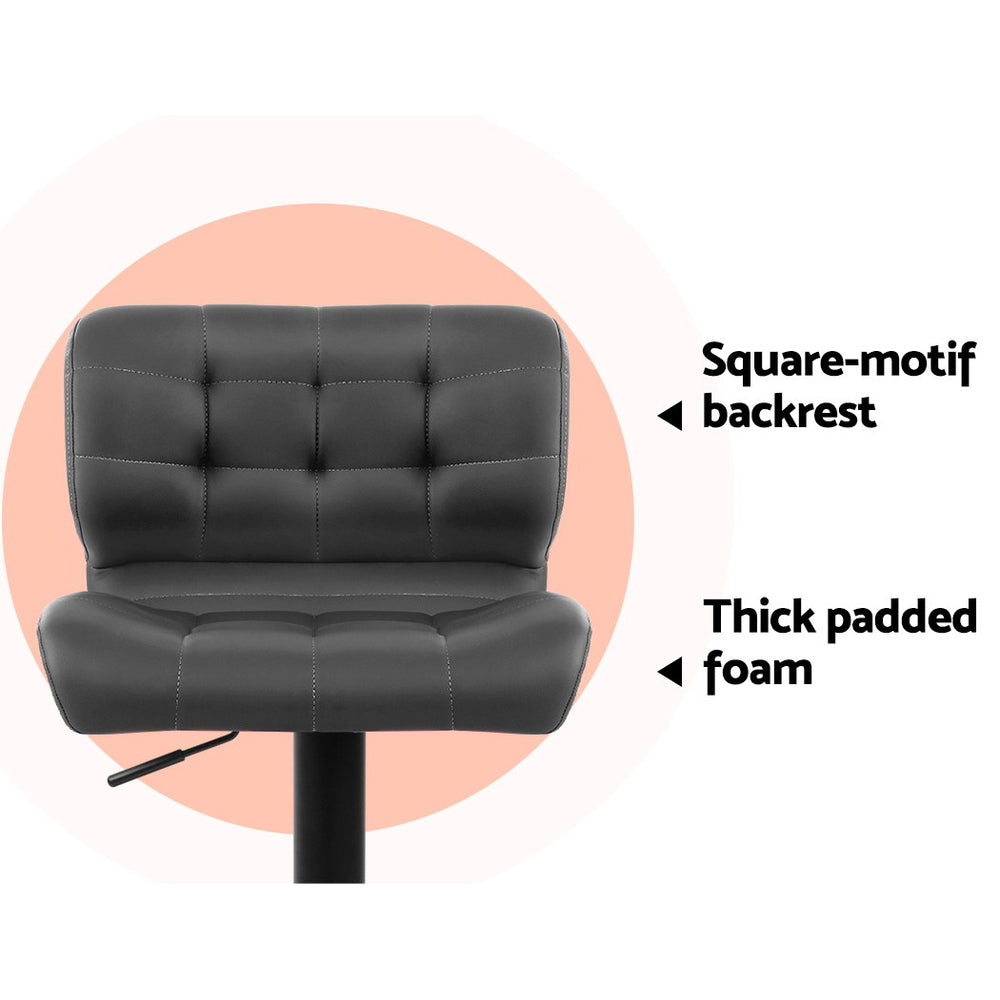 Fiora Gas Lift Leather Bar Stools – Grey – Set of 2