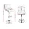 Set of 2 - Leather Gas Lift Bar Stools - White and Chrome