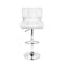 Set of 2 - Leather Gas Lift Bar Stools - White and Chrome
