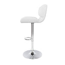 Set of 2 - Leather Gas Lift Bar Stools - White and Chrome