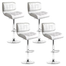 Artiss Set of 4 PU Leather Gas Lift Bar Stools - White and Chrome