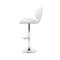 Set of 4 - Leather Gas Lift Bar Stools - White and Chrome