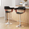 Set of 2 - Wooden Gas Lift Bar Stools - Black and Wood