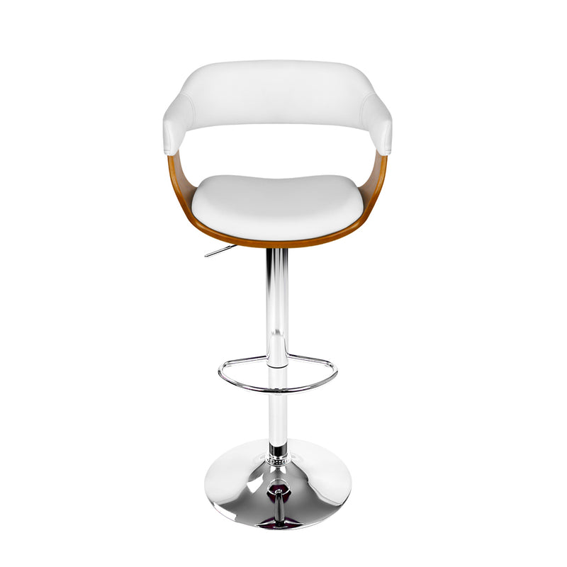 Wooden Leather Bar Stool - White and Chrome