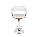 Wooden Leather Bar Stool - White and Chrome