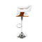 Wooden Leather Bar Stool - White and Chrome