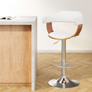 Wooden Leather Bar Stool - White and Chrome