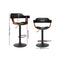 2 x Leather Bar Stools with Armrests – Black