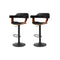 2 x Leather Bar Stools with Armrests – Black
