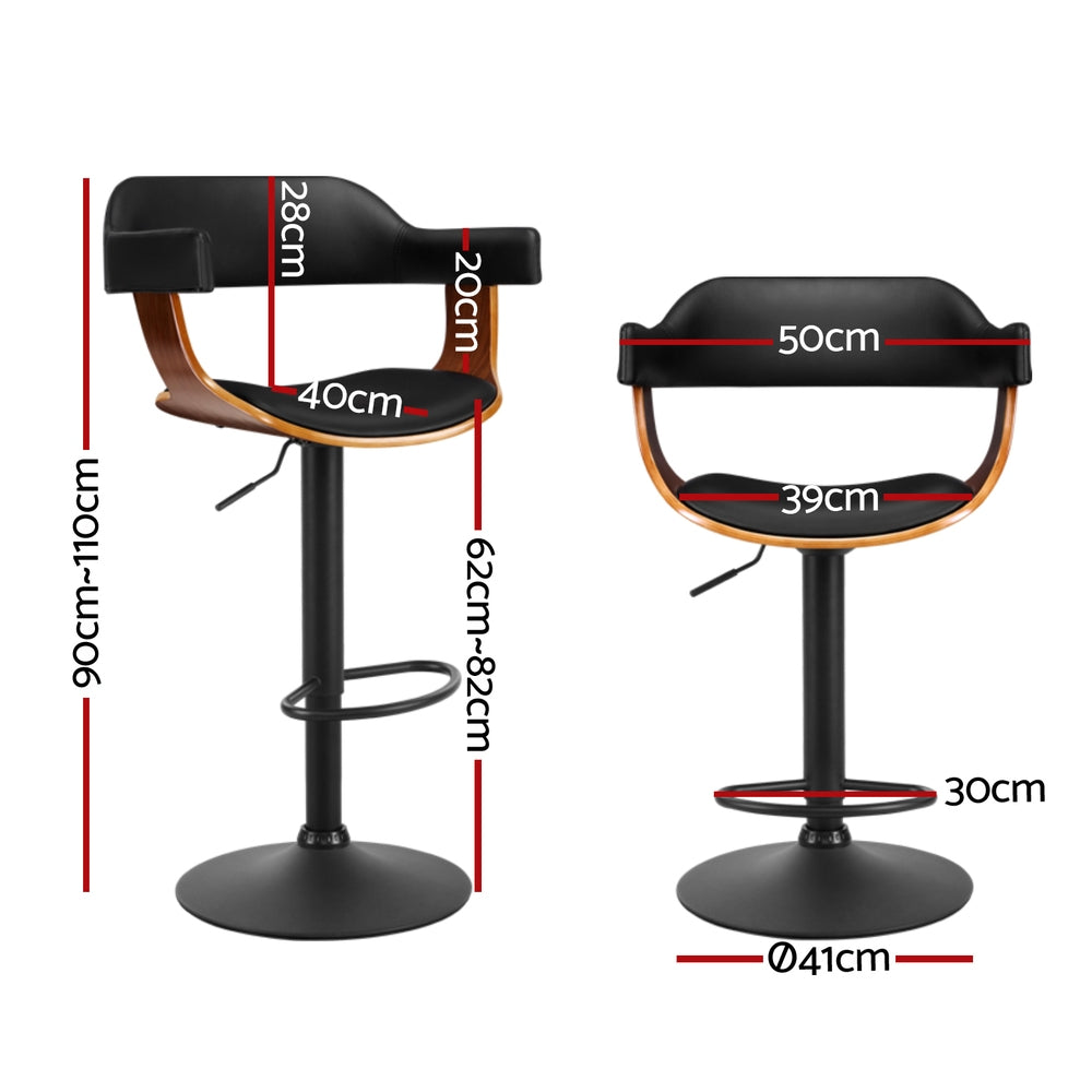 Magnus Bar Stools with Armrests – Black – Set of 4