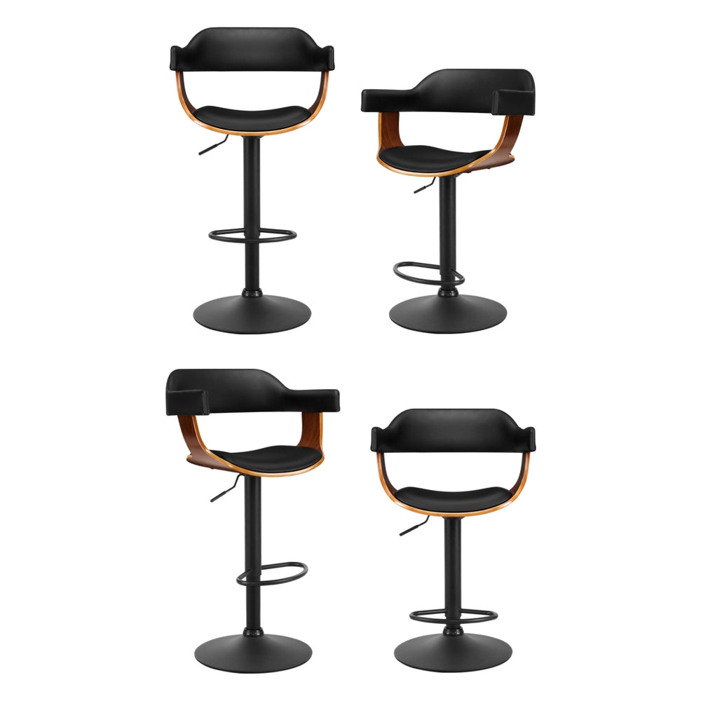 Magnus Bar Stools with Armrests – Black – Set of 4