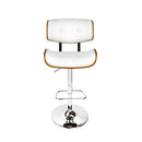 Wooden Gas Lift Bar Stool - White and Chrome