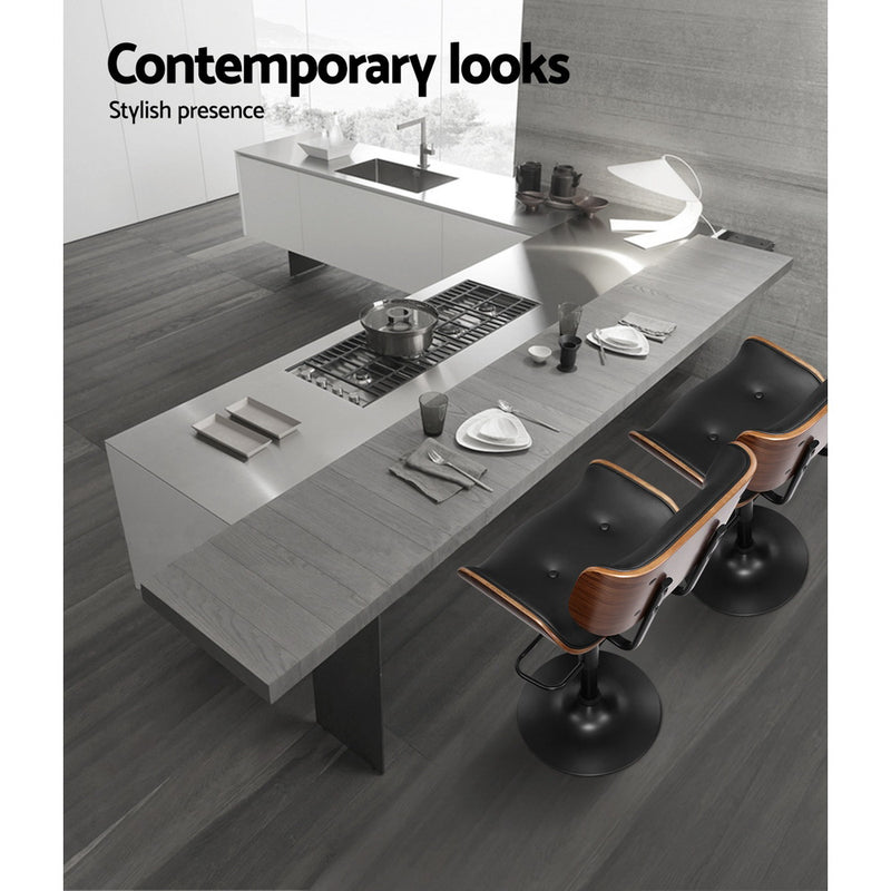 Gas Lift Bar Stools – Leather, All Black