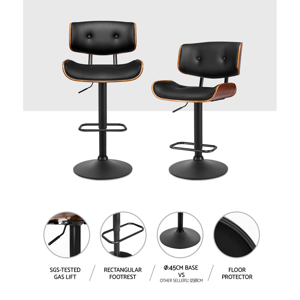 Nara Gas Lift Bar Stool – Leather – Black
