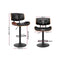 Set of 4 - Leather Gas Lift Bar Stools - Black