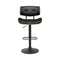 Set of 4 - Leather Gas Lift Bar Stools - Black