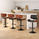 Cove 4x Bar Stools Gas Lift Leather All Black
