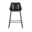 Set of 2 - Metal & Leather Bar Stool Dining Chairs - Black