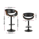 Gas Lift Wooden & Leather Bar Stool - Black