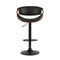 Gas Lift Wooden & Leather Bar Stool - Black