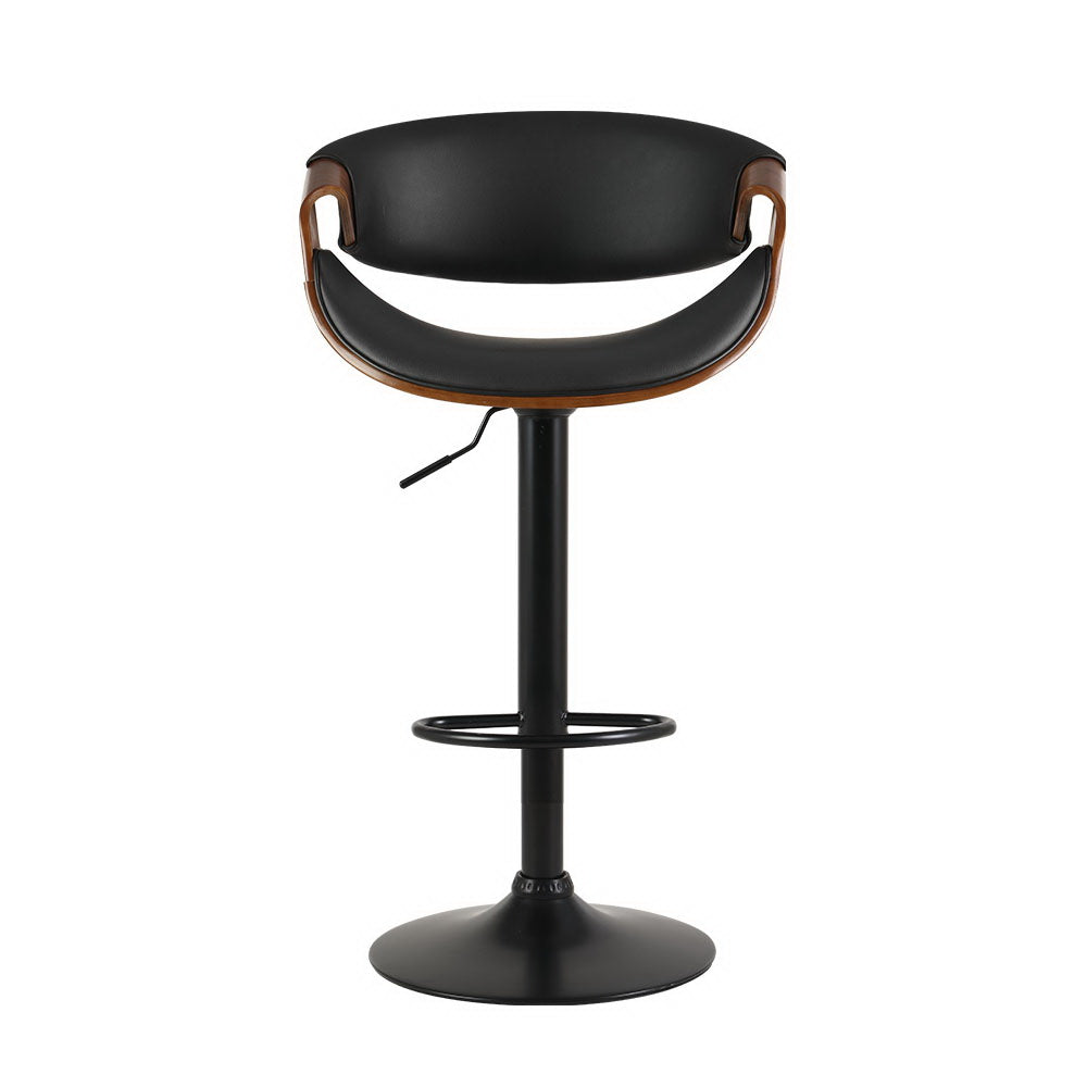 Linden Gas Lift Bar Stools with Armrests – Black – Set of 2