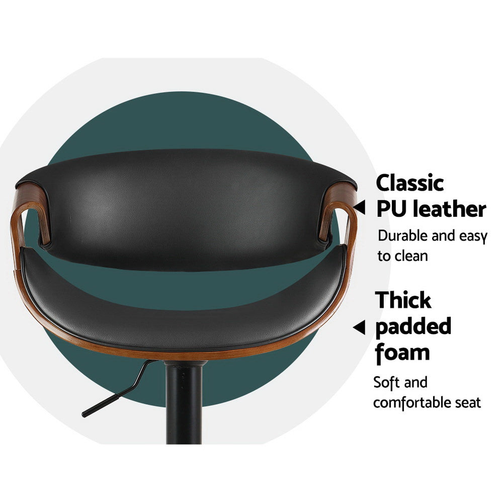 Linden Gas Lift Bar Stools with Armrests – Black – Set of 2