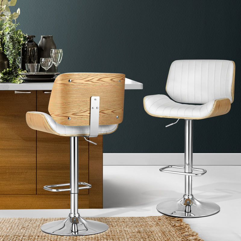 Gas Lift Metal Swivel Barstool - White