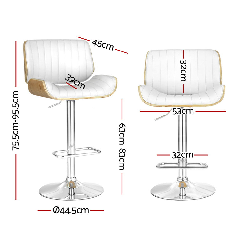 Nova Adjustable Leather Bar Stools – White – Set of 4