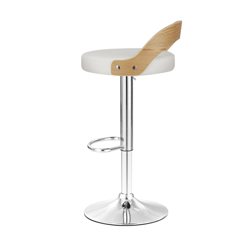 Set of 2 - Wooden & Metal Gas Lift Barstools - White