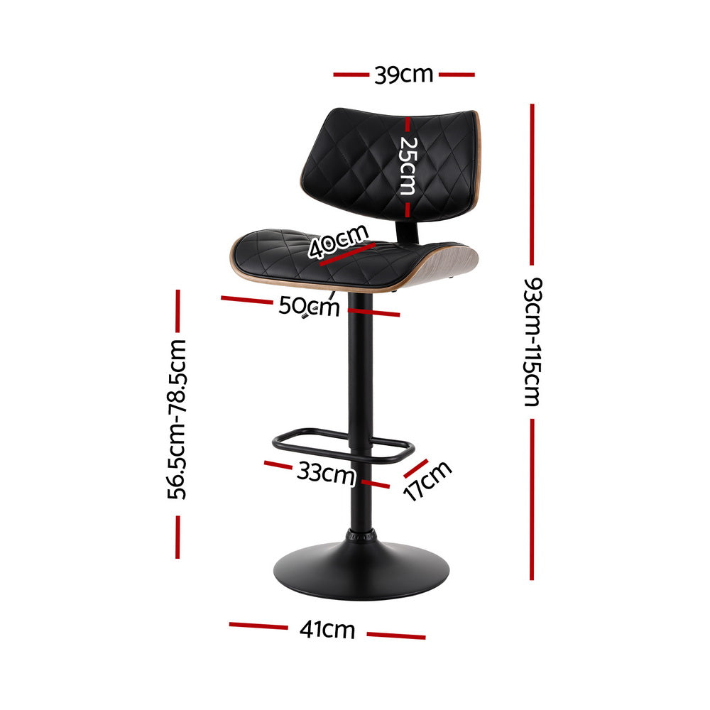 Quilla Gas Lift Wooden Bar Stool – Black – Single