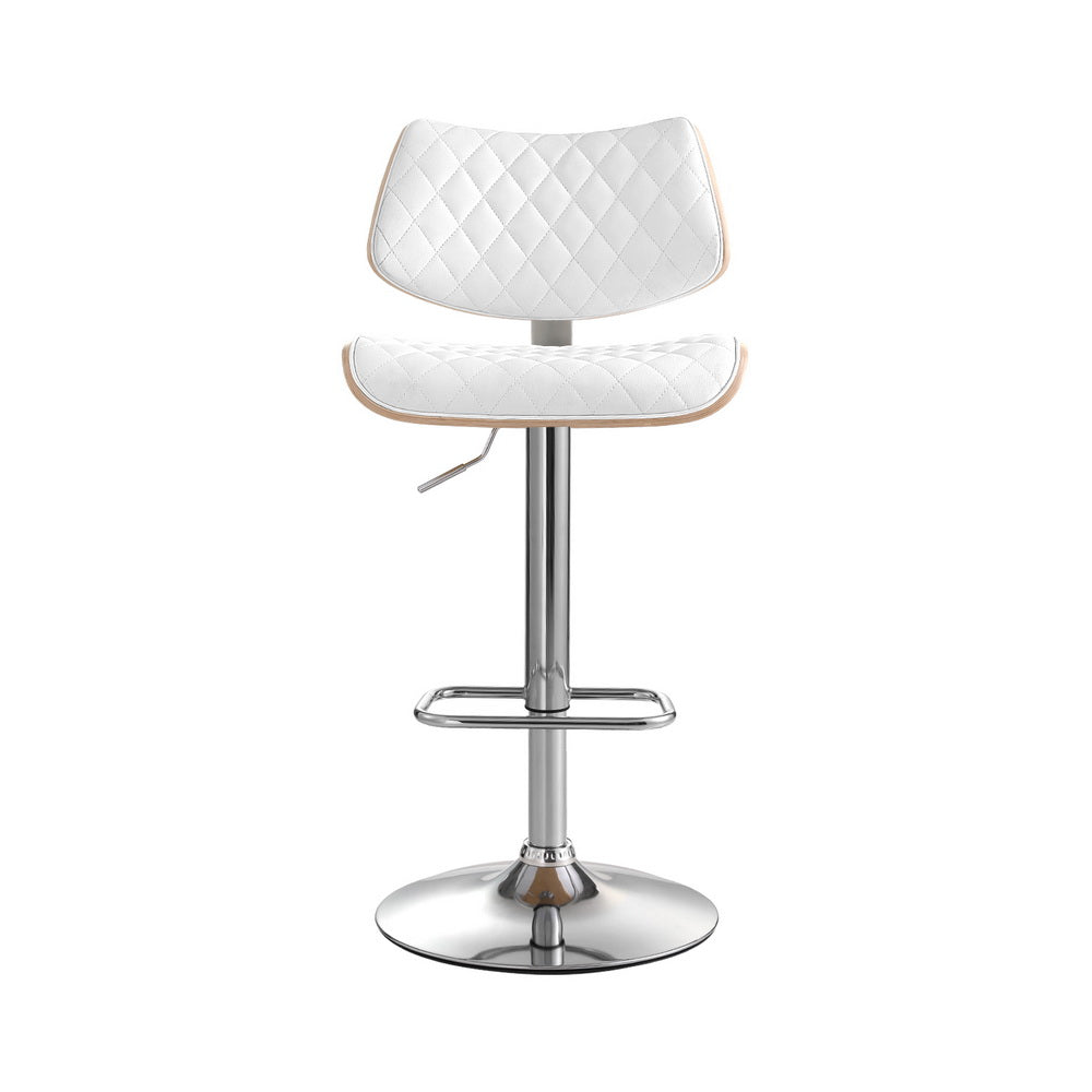 Quilla Gas Lift Wooden Bar Stool – White – Single