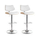 Cove 2x Bar Stools Kitchen Dining Chairs Gas Lift Stool Wooden Leather White