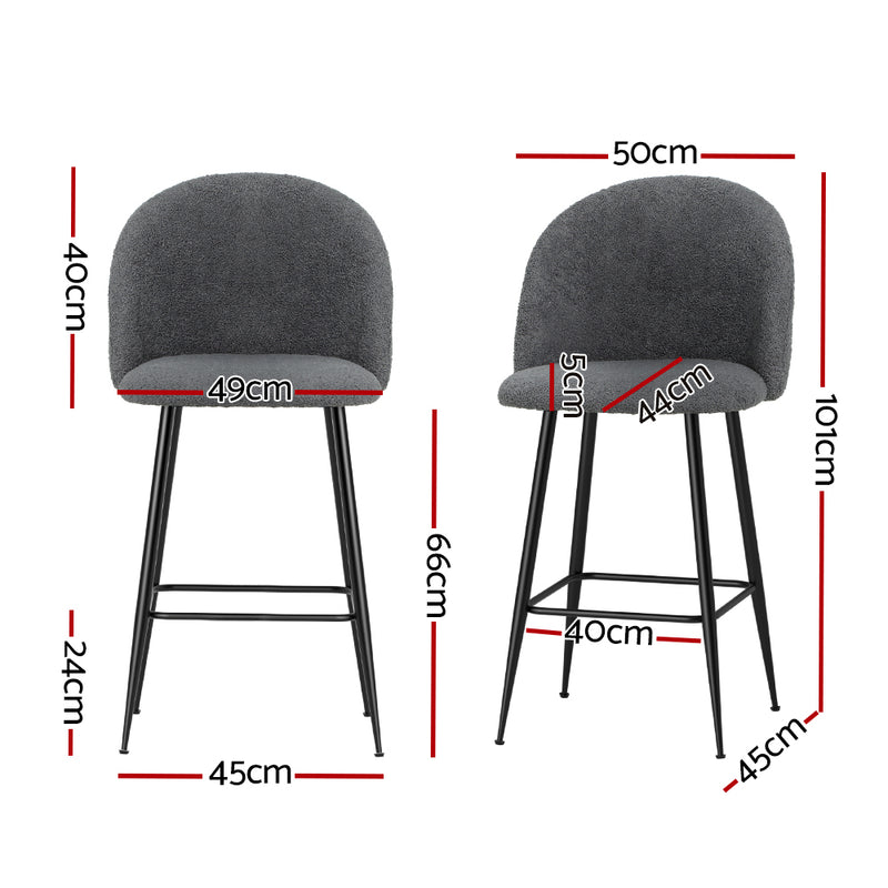 Set of 2 - Bar Stools/Chairs - Charcoal