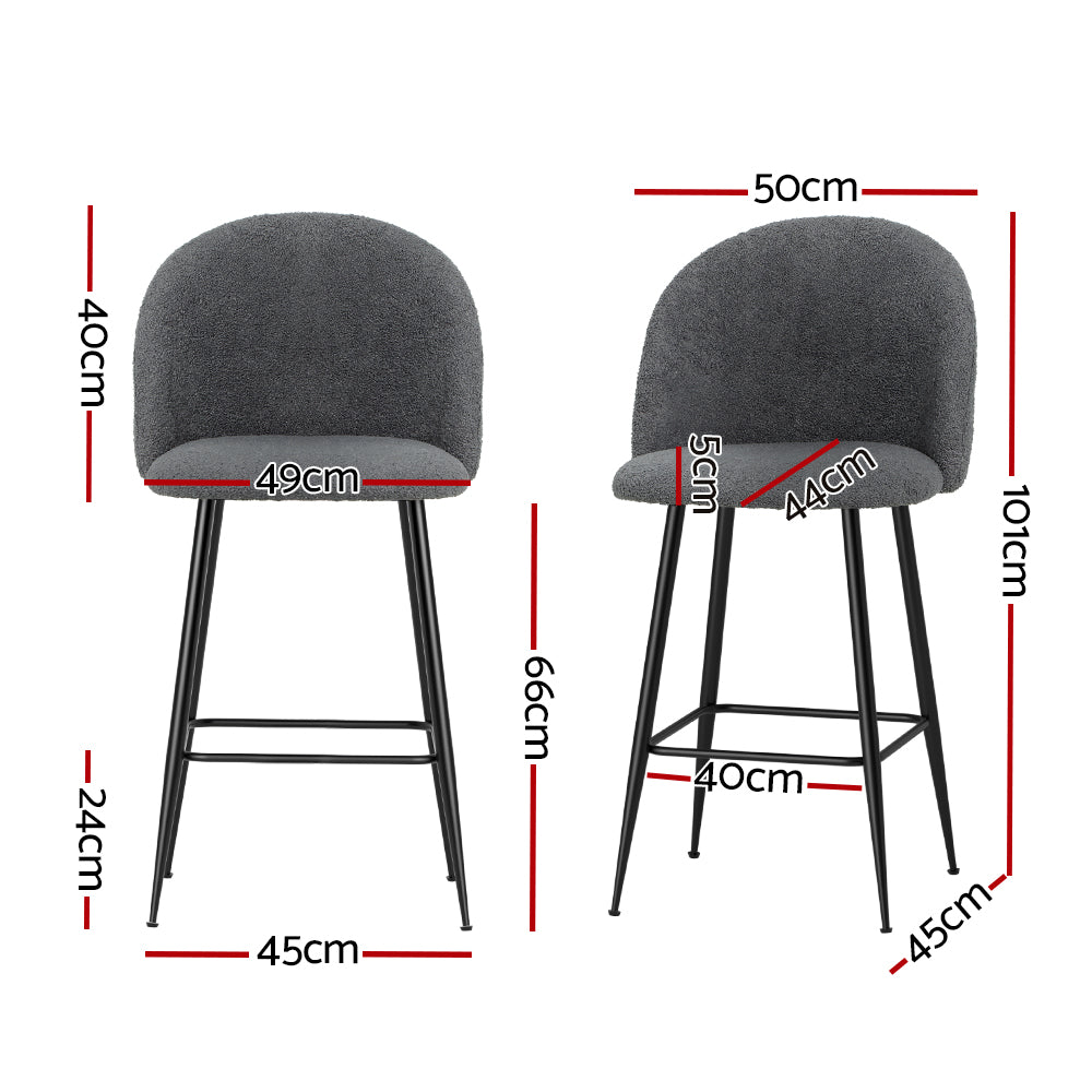 Preston Fabric Bar Stools – Charcoal – Set of 2