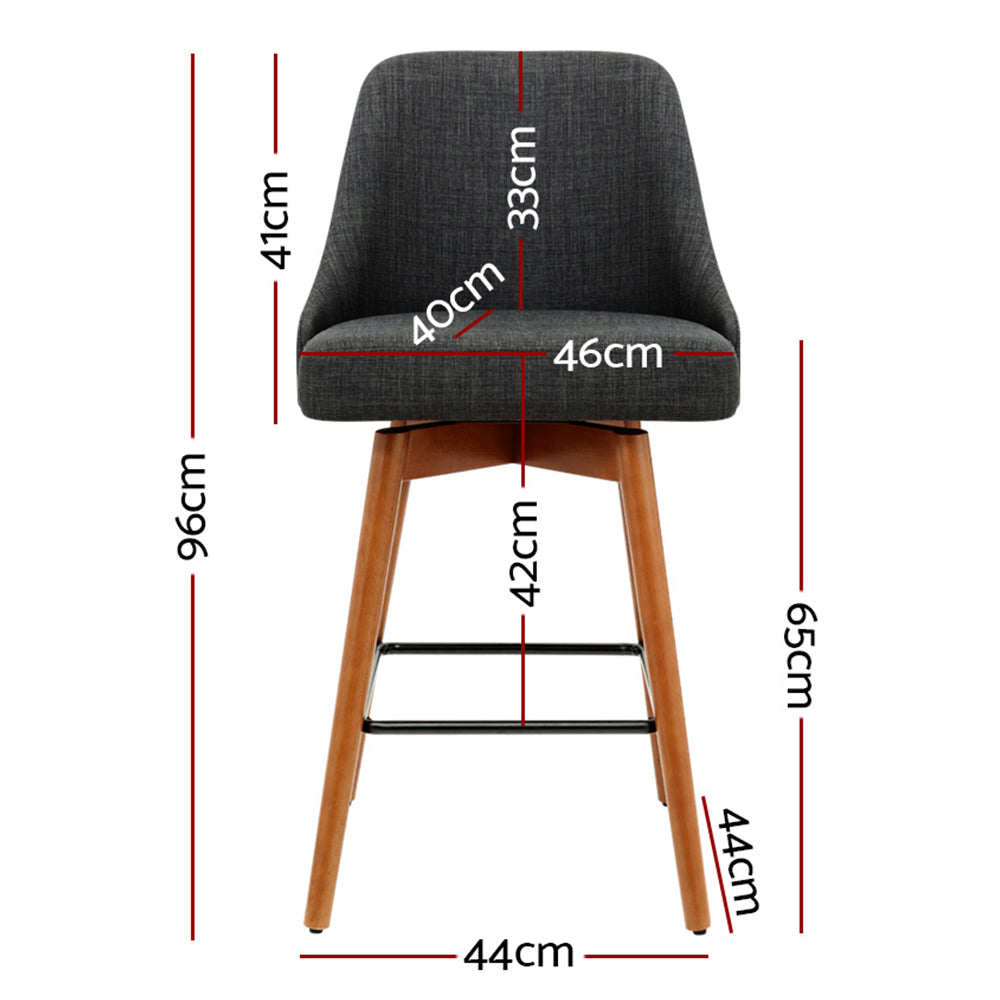 Ashton Wooden Bar Stools – Charcoal – Set of 4