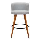 Set of 2 - Fabric Bar Stools w/Circular Footrest - Light Grey