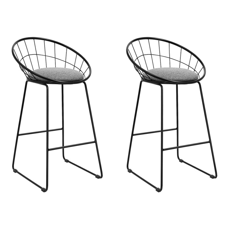 Artiss Set of 2 Bar Stools Steel Fabric - Grey and Black