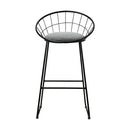 Set of 2 - Steel & Fabric Bar Stools - Grey and Black