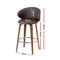 2 x Leather & Wood Bar Stools – Contoured Dining Style A