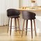 2 x Leather & Wood Bar Stools – Contoured Dining Style A