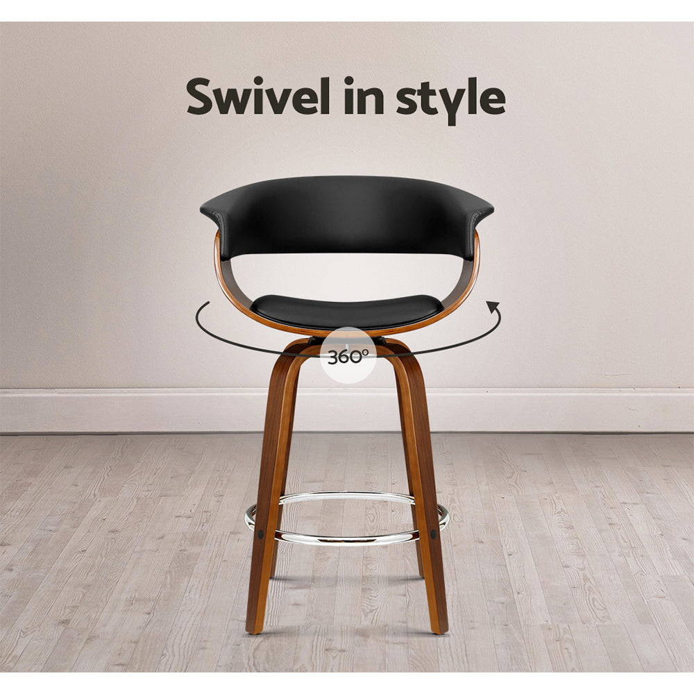 Oakley Swivel Bar Stool – Wood & Black – Single