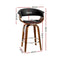 Set of 4 - Swivel Leather Bar Stool - Wood and Black