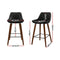 Set of 2 - Leather Diamond Pleat Bar Stools - Black