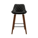 Set of 2 - Leather Diamond Pleat Bar Stools - Black