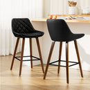 Rowan 2x Bar Stools PU Seat Wooden
