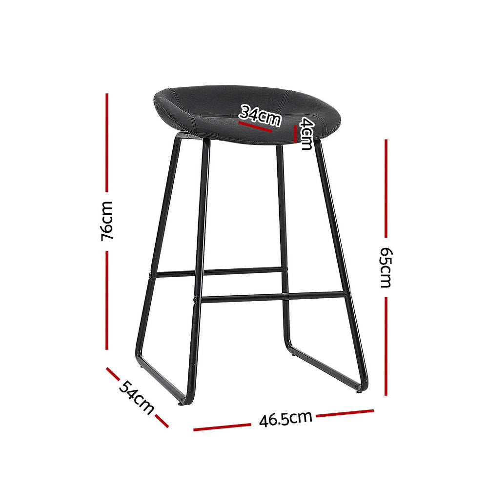 Preston Leather Metal Bar Stools – Black – Set of 2