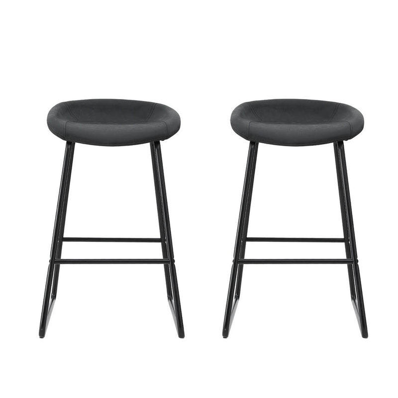 2 x Leather Metal Bar Stools – Kitchen Counter, Classic Finish