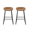 2 x Leather Metal Bar Stools – Kitchen Counter, Brown Finish