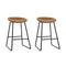 2 x Leather Metal Bar Stools – Kitchen Counter, Brown Finish